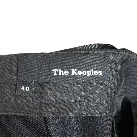 The Kooples Cropped Trouser Pants Women’s Large Black Wool Slim Fit Leather Trim - Picture 9 of 12